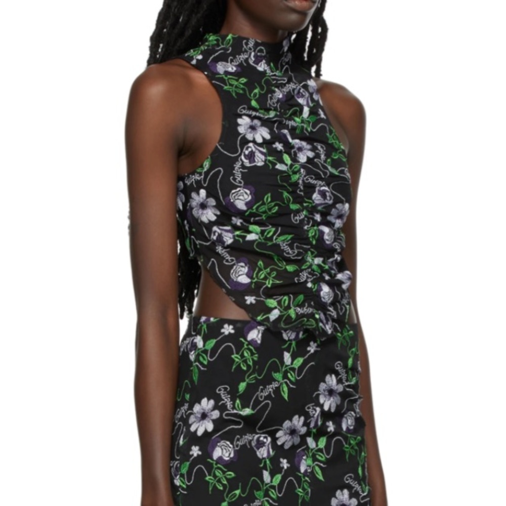 Danielle Guizio black floral dreams tank